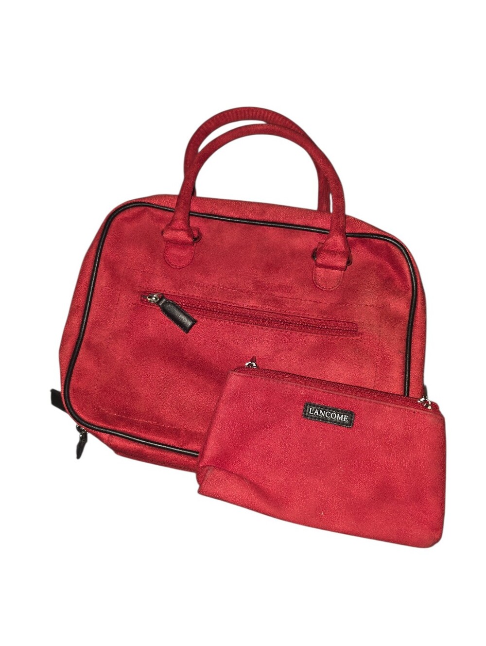 9/1/5. Vintage Lancome Red Travel Bag Set